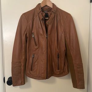 Soft cognac leather jacket